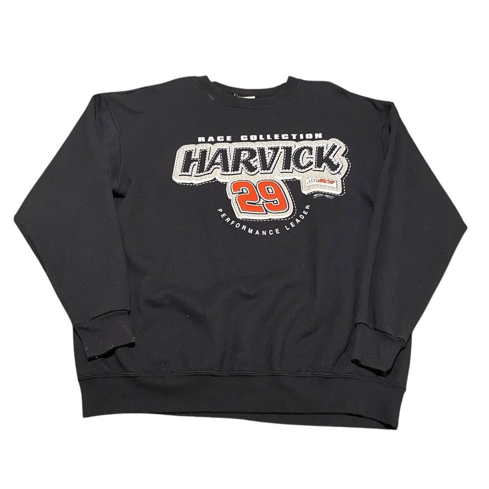 Vintage Kevin Harvick Racing NASCAR Crewneck Sweatshirt Sweater L 90s Y2k Black